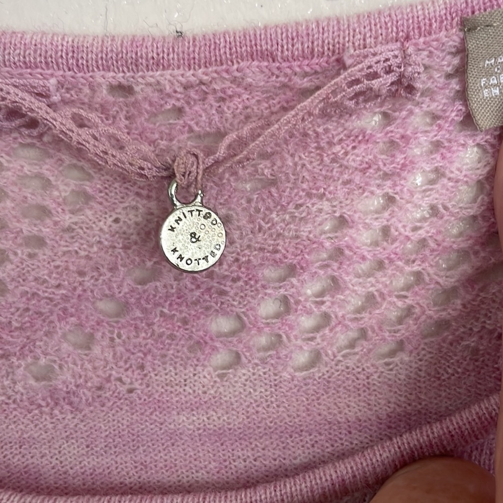 KNITTED & KNOTTED 100% Wool Blush Heathered Pink Scoop Neck Sweater, Size Small - Picture 2 of 7